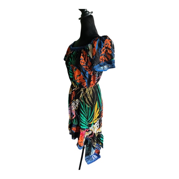 Flying Tomato Off-the-Shoulder Ruffle High-Low Tropical Print Dress – Size M - Picture 12 of 15